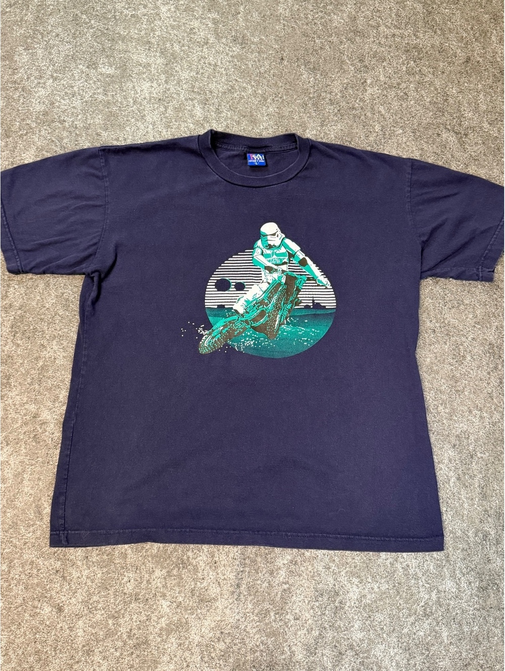 Vintage 90s Motocross Dirt Bike Racing Graphic T Shirt Mens L Faded Navy
